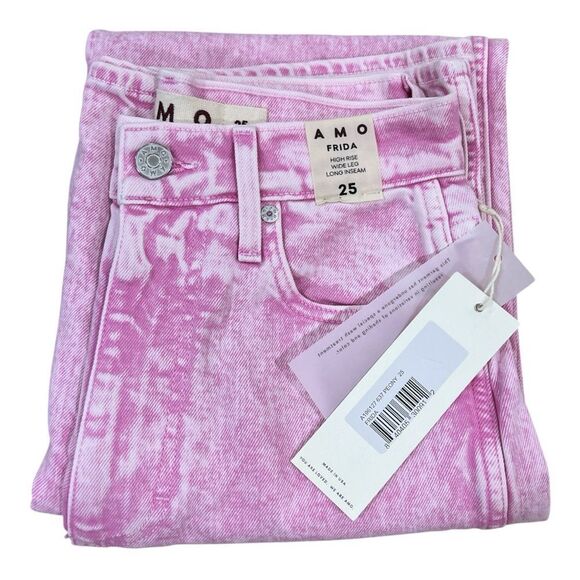 AMO Frida High Rise Wide Leg Jean In Peony Size 25 - Picture 2 of 7